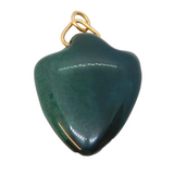Victorian 9ct Gold Mounted Carved Green Agate Shield Pendant Antique c1860
