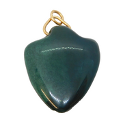 Victorian 9ct Gold Mounted Carved Green Agate Shield Pendant Antique c1860
