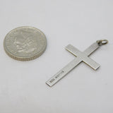 Sterling Silver Minimal Cross Crucifix Charm Pendant Vintage c1970s