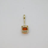 Sterling Silver Baltic Amber Square Stick Drop Pendant Contemporary c1990s