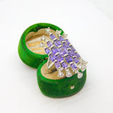 Silver Plated Purple and White Crystal Statement Ring Vintage c1990 Size P 1/2