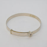 Sterling Silver Paste Set Heart Christening Bangle Bracelet Vintage c2000s