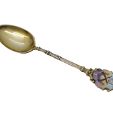 Edwardian Sterling Silver Enamel Terminal Rifle Target Teaspoon Antique 1904