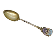 Edwardian Sterling Silver Enamel Terminal Rifle Target Teaspoon Antique 1904