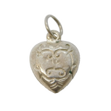 Sterling Silver Puffy Heart Charm Pendant Vintage c1970