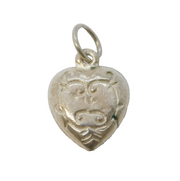 Sterling Silver Puffy Heart Charm Pendant Vintage c1970