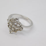 Sterling Silver Multi-Stone White Sapphire Statement Ring Vintage c1970 Size N