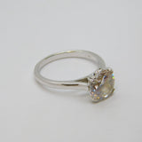 Sterling Silver Large CZ Solitaire Engagement Ring Modern c2000 Size P