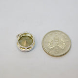Sterling Silver Topaz Blue Crystal Round Drop Charm Pendant Vintage c1970