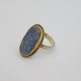 Sterling Silver Natural Shell Ellipse Studio Dress Ring Vintage c1970 Size M 1/2