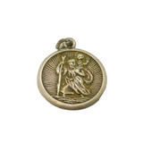 Sterling Silver Textured St Christopher Travel Charm Pendant Vintage c1970