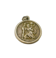 Sterling Silver Textured St Christopher Travel Charm Pendant Vintage c1970
