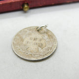 USA Sterling Silver One Dime Coin Charm Antique 1876 Victorian