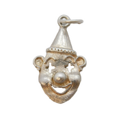 Sterling Silver Clown Head Charm Pendant Vintage c1970s