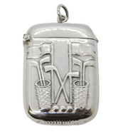Sterling Silver Golf Interest Sporting Vesta Case Vintage c1970