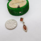 Sterling Silver Baltic Amber Drop Charm Pendant Vintage c1970