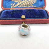 Sterling Silver and Ceramic Bead Charm Pendant Vintage c1970