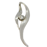 Sterling Silver Studio Style Spinel Set Curved Drop Pendant Vintage c1970