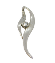 Sterling Silver Studio Style Spinel Set Curved Drop Pendant Vintage c1970