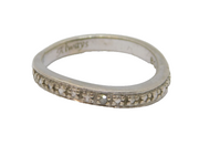 Sterling Silver Single Diamond Set Patterned Band Ring Vintage c1970 Size K 1/2