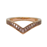 Rose-Gold On Sterling Silver Pink CZ Wishbone Band Ring Vintage c2000 Size P