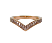 Rose-Gold On Sterling Silver Pink CZ Wishbone Band Ring Vintage c2000 Size P