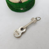 Sterling Silver Guitar Musical Charm Pendant Vintage c1970