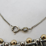 Sterling Silver & Gold Beaded Ornate Panel Chain Necklace Vintage c1970