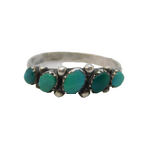 19th Century Sterling Silver, Turquoise & Seed Pearl Dress Ring Antique c1890s