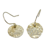 Pair of Sterling Silver Hammered Disc Studio Drop Earrings Contemporary c2000