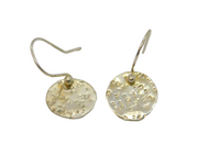 Pair of Sterling Silver Hammered Disc Studio Drop Earrings Contemporary c2000