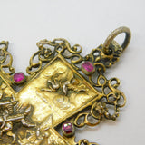 Austro-Hungarian Sterling Silver Gilt & Ruby 'Ulrich Cross' Pendant Antique