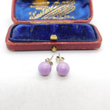 Pair of Sterling Silver Simulated Purple Pearl Stud Earrings Vintage c1970