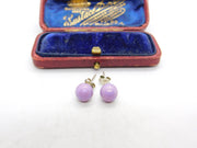 Pair of Sterling Silver Simulated Purple Pearl Stud Earrings Vintage c1970