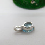 9ct White Gold & Blue Topaz Modernist Drop Pendant Vintage c1970