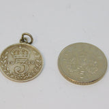 Sterling Silver George V Threepence Charm Pendant Antique 1918