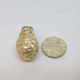 Sterling Silver Textured Pineapple Charm Pendant Vintage c1970