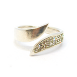 Sterling Silver Paste Set Split Band Dress Ring Vintage c1970 Size N