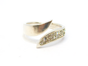 Sterling Silver Paste Set Split Band Dress Ring Vintage c1970 Size N