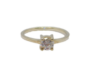 Sterling Silver Sparkling CZ Solitaire Engagement Ring Modern c1990 Size L