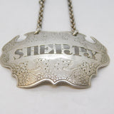 Sandylands Drinkwater George II Sterling Silver Sherry Escutcheon Decanter Label