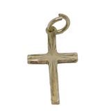 Sterling Silver Textured Cross Charm Pendant Vintage c1970
