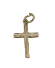 Sterling Silver Textured Cross Charm Pendant Vintage c1970