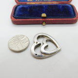 Sterling Silver Interlocking Hearts Charm Pendant Vintage c1970