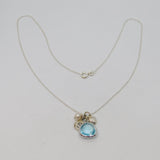 Sterling Silver 'S' Initial, Blue Crystal, Pearl & Heart Charm Pendant c2010