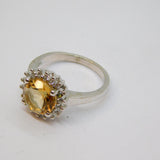 Sterling Silver Champagne Topaz & Sapphire Cluster Ring Vintage c1970 Size N 1/2