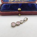 Sterling Silver Pink Topaz Drop Charm Pendant Vintage c1970
