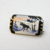 Andresen & Scheinpflug Norwegian Sterling Silver Enamel Reindeer Brooch c1920s