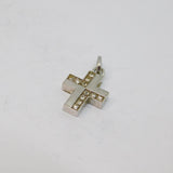 Sterling Silver Brushed Finish Paste Set Cross Charm Pendant Vintage c1970