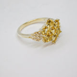 Sterling Silver 7 Citrine & White Sapphire Cluster Ring Vintage c1970 Size N 1/2